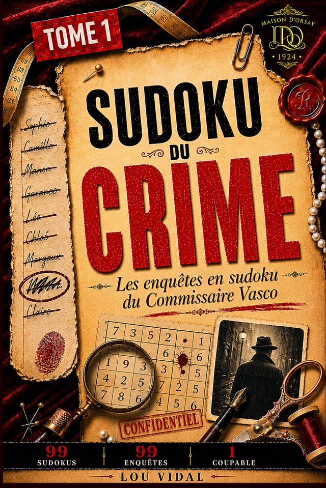 Couverture — Sudoku du Crime, les enquêtes en sudoku du Commissaire Vasco, Tome 1